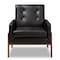 Baxton Studio Perris Black Faux Leather Upholstered Walnut Wood Lounge Chair 150-8740 - alternate 2